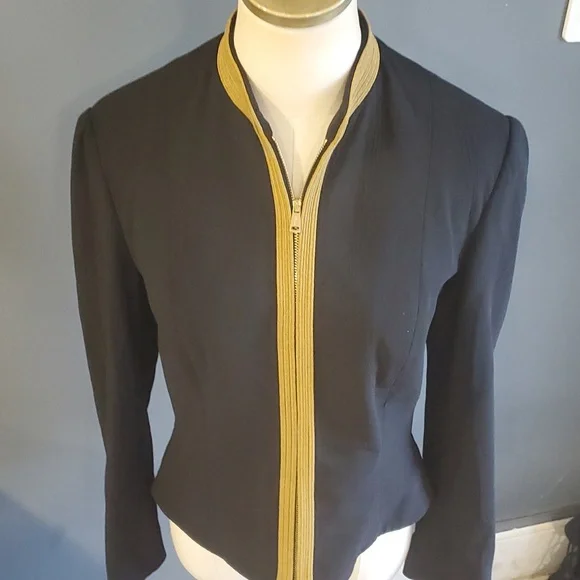 Ralph lauren black label wool blend  women black zip front  jacket blazer size 8 - Picture 3 of 14